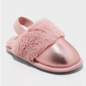Cat & Jack™ 5T-6T Toddler Lila Pink Metallic Scuff Slippers In/Outdoor Sole GUC